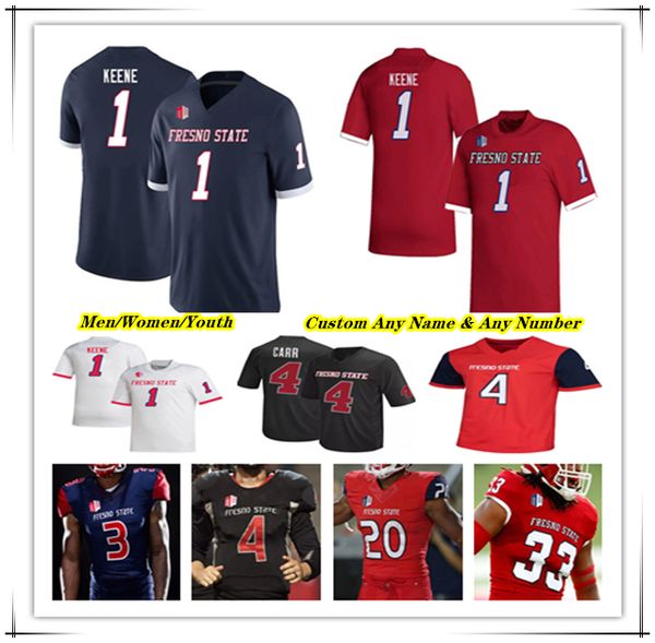 Fresno State College Football Jersey Mikey Keene Elijah Gilliam Malik Sherrod Erik Brooks Jaelen Gill Jalen Moss Mac Dalena Levelle Bailey Derek Carr Dean Clark 4XL