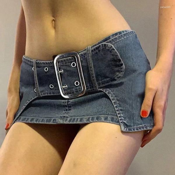 Saias sexy streetwear y2k mulheres denim mini moda picante menina nightclub clube jeans minissaia fazer velho cintura baixa lápis saia