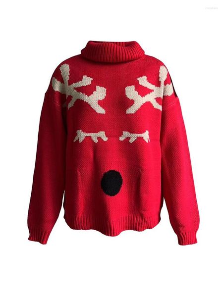 Женские свитера, рождественские женские свитера с круглым вырезом и длинными рукавами, пуловер с принтом оленей и снежинок, вязаные топы, праздничный джемпер 2023 г.