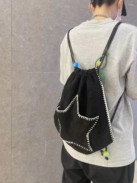 Okul Çantaları Öğrenci Schoolbags y2k Kadınlar Sıradan Kawaii Kitap Sırt Çantası Yıldız Siyah Omuz Çınlaması Crossbody Bag Çocuklar Seyahat Kız Bayanlar