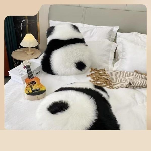 Travesseiro imitação de lã de pelúcia casa dos desenhos animados animal bonito panda volta sala de estar sofá ornamentos decorativos