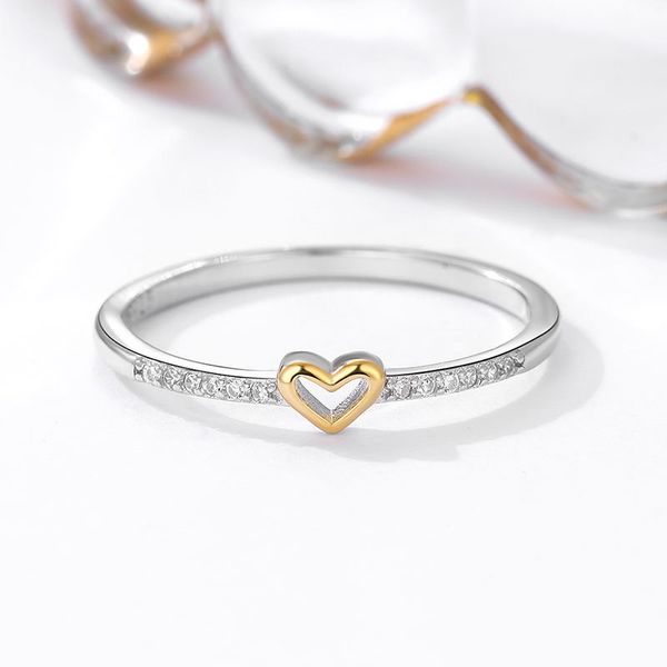 Anillo de plata de ley s925 de gran venta transfronteriza para el anillo de diamantes de oro de amor de las mujeres con lujo ligero y estilo nicho de Amazon