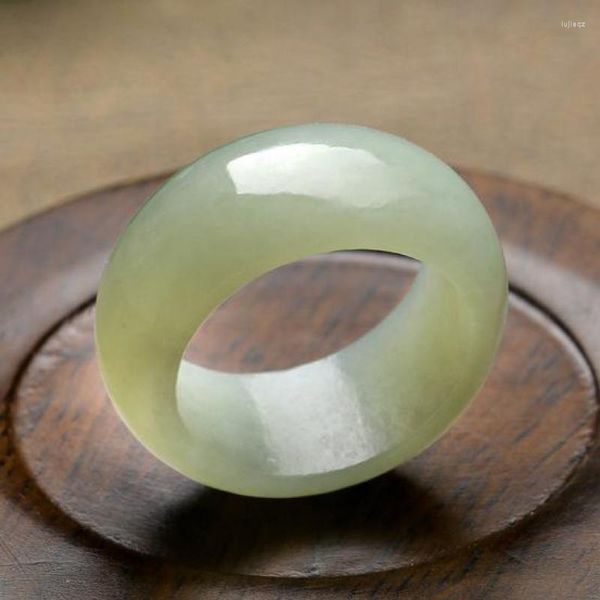 Cluster Ringe 17-22mm Natürliche Hetian Jade Ring Männer Frauen Edlen Schmuck Echte Chinesische Nephrit Jade Stein Band anillo de moda