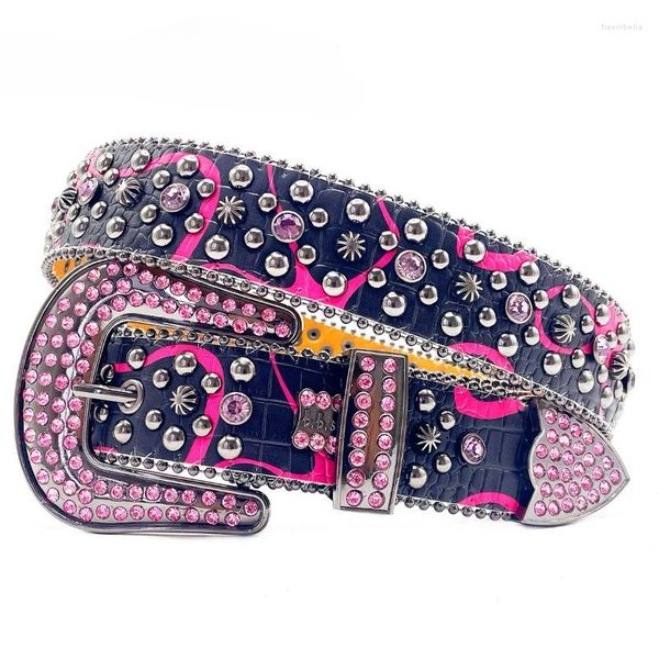 Cinture Strass occidentali per uomo Donna Moda Rivetti con borchie di cristallo Accessori Vintage Comoda cintura di diamanti Regali fatti a mano