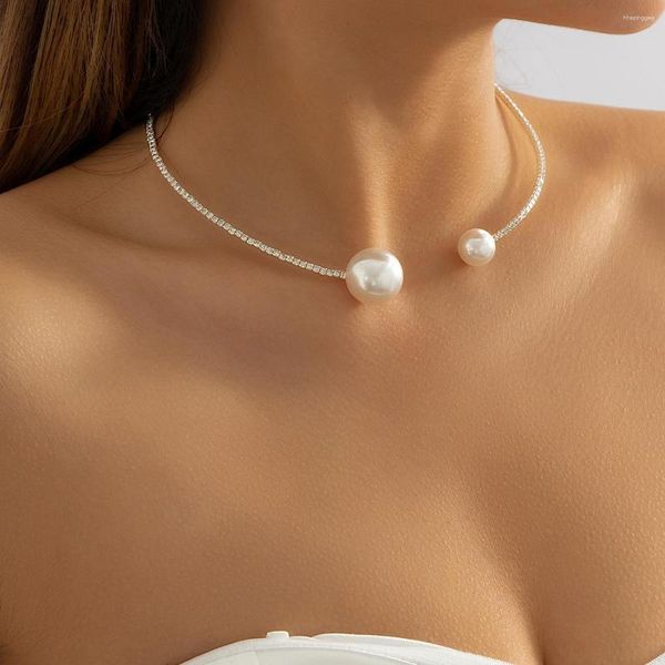 Colar brincos conjunto skysuk moda manguito gargantilhas colares estilo simples e elegante pérola cristal strass pescoço pulseiras em
