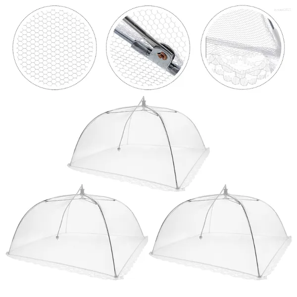 Conjuntos de louça 3 Pcs Overlay Network Mesh Capa Capas Ao Ar Livre Fontes de Acampamento Fio Mesa de Jantar Prato