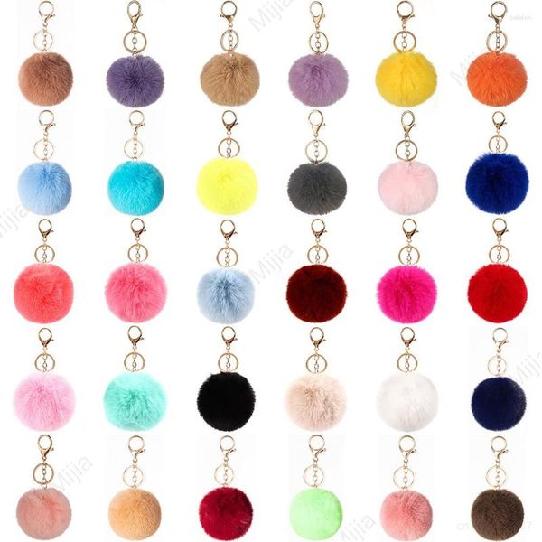 Chaveiros Bonito Imitação Rex Fur Plush Keychain 8cm Fofo Pompom Bola Saco Mochila Decoração Carro Chaveiro Menina Acessórios de Presente