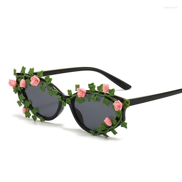 Óculos de sol 2023 Flor Decorativa Mulheres Prom Party Óculos DIY Moda Hip Hop Vintage