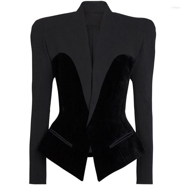 Jaquetas femininas 2023 outono/inverno estrela moda magro ajuste estrutura silhueta emendado terno jaqueta