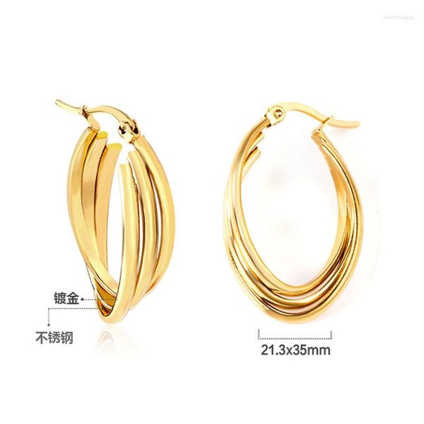 Dangle Oorbellen Drie ringen Mode Overdreven Cirkel Metaal Gedraaid Titanium Staal Oorbel Koreaans Voor Dames
