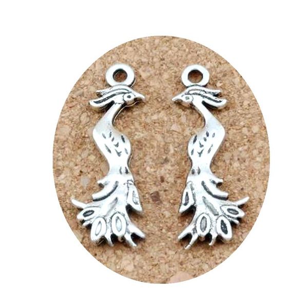 100 pz argento antico fenice pendenti con ciondoli per creazione di gioielli orecchini collana e braccialetto 11 5x32mm A-2522858