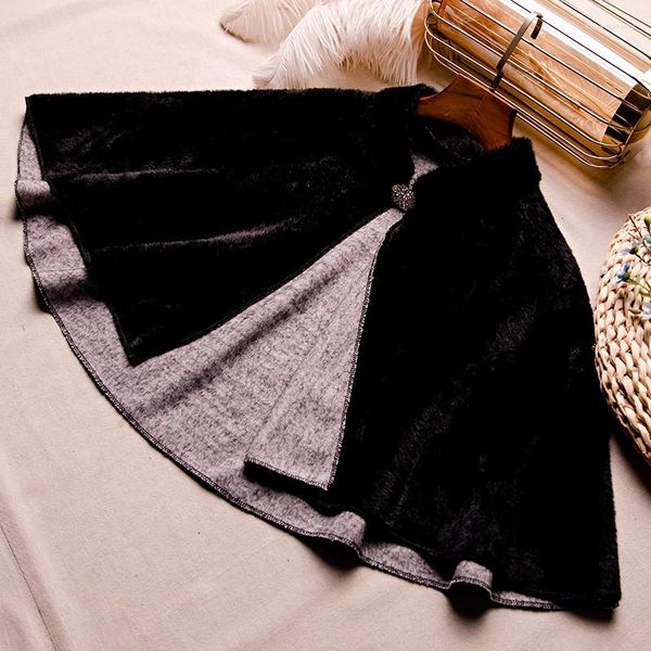 Sciarpe da donna Autunno Inverno Vintage velluto nero Pashmina femminile addensare caldo mantello scialle R1531