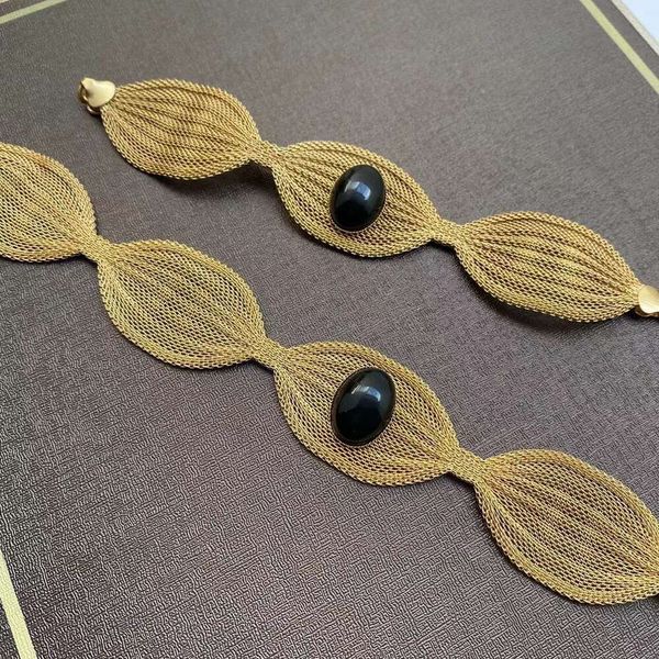 Простой инкрустированный геометрически элегантный золотой браслет осенний комплект ожерелья