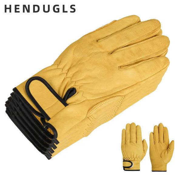 Cinco Dedos Luvas Hendugls Couro Trabalho Mens Soft Sheep Grosso Confortável Segurança Industrial 5 Pcs Terno 527MY 230928