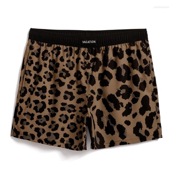 Shorts masculinos beachwear secagem rápida baggy masculino roupa de banho jogger casual wear para homens leopardo impressão gma2635