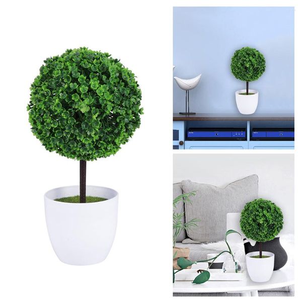 Flores decorativas 2 Pcs Bulbo Escritório Plantas Artificiais Interior Falso Vaso Cactus Plástico Flor Bola