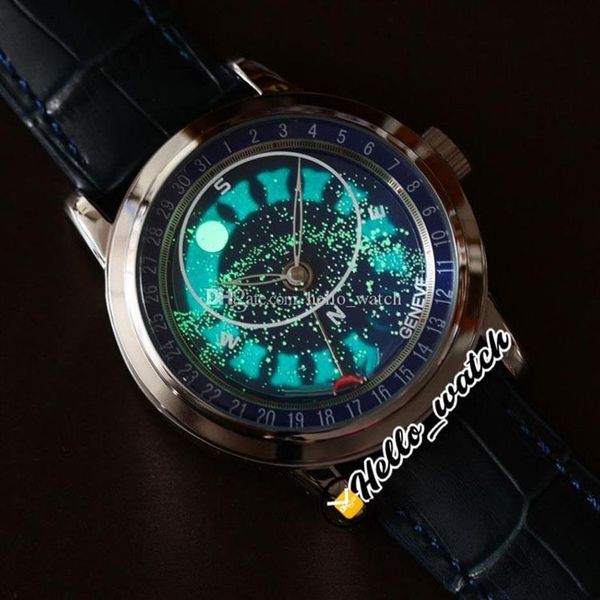 2 Style Super Complex 6102P-001 Miyota 8215 Automatik Herrenuhr Sternenhimmel Galaxy Blaues Zifferblatt 6102 6104 Stahlgehäuse Lederarmband Wa258h