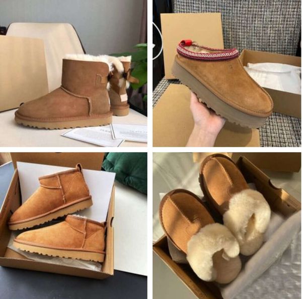 designer ugge botas neve uggsly mulheres australianas ug boot bailey castanha inverno fivela meio joelho curto senhora pele de carneiro e lã integrado chinelo de cabelo 609ess