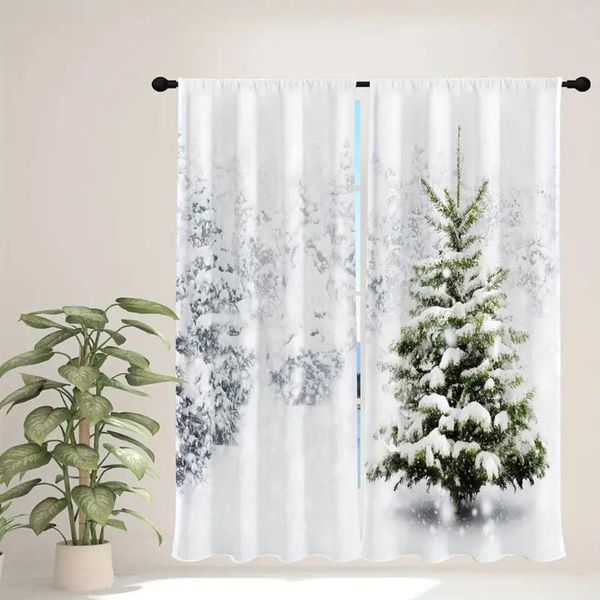 Cortina 3d impressão digital cortinas com árvore de natal neve para meninos berçário quarto crianças painéis cortinas sala estar