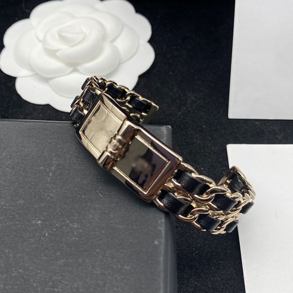 Charme feminino jóias ouro clássico versátil couro tecelagem design moda minimalista designer lindo e magnífico senhora pulseira