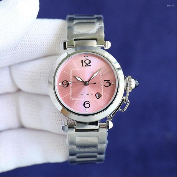 Relógios de pulso na moda senhora relógios para mulheres mecânica automática luxo safira cristal pulseira de aço diariamente à prova d'água relógio superior