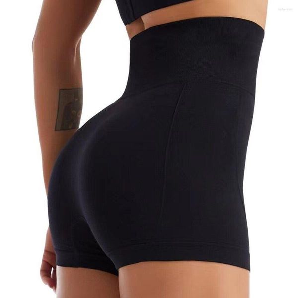 Shorts ativos cintura alta treino leggings de fitness sem costura calças de treinamento shapewear