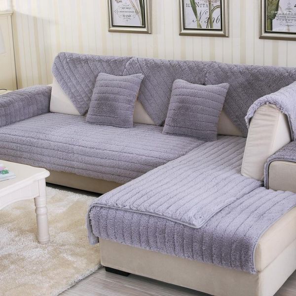 Capas de cadeira Soft Plush Velvet Seaters Sofá Toalha Cor Sólida Anti-Skid Móveis Capa Protetora Máquina Lavável Anti Fading Slipcovers