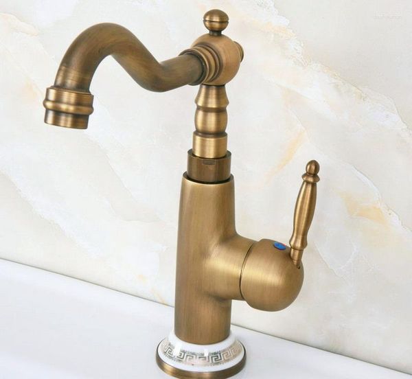 Rubinetti per lavandino del bagno Rubinetto miscelatore monocomando da piano Rubinetto in ottone antico e acqua fredda Lnf608