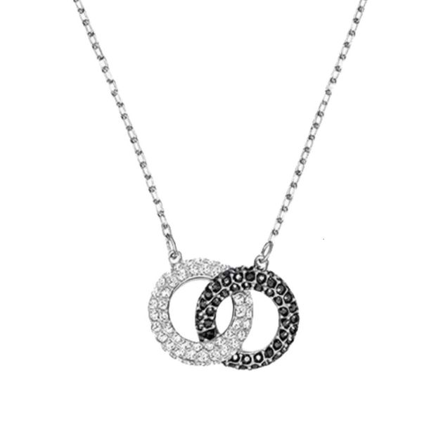 Colar swarovski designer de luxo moda feminina alta edição donut duplo anel corrente colar elemento cristal colar corrente