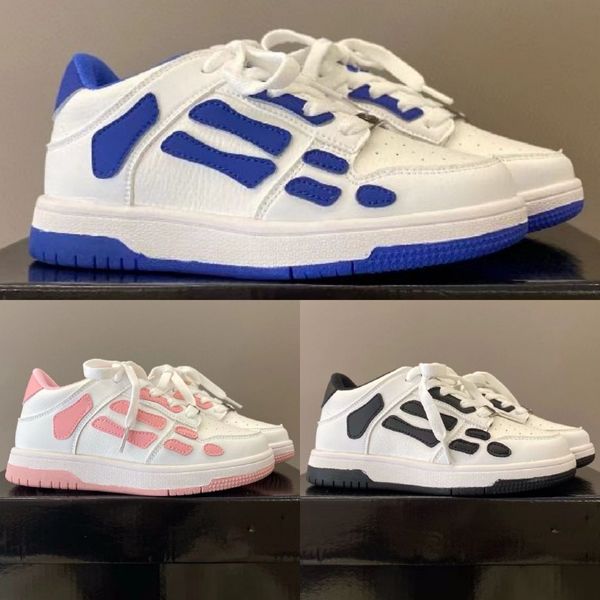 Scarpe da ginnastica per bambini Low Top Skel Scarpe da corsa per bambini Bones Ragazzi Ragazze Designer Scarpe da ginnastica casual Scheletro della gioventù per bambini Nero Bianco Rosa Blu Scarpe da corsa per bambini Taglia eur 26-35