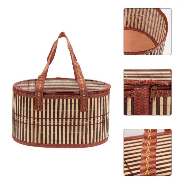 Louça conjuntos cesta de lavanderia armazenamento de vime bambu portátil para compras de madeira trançada servindo
