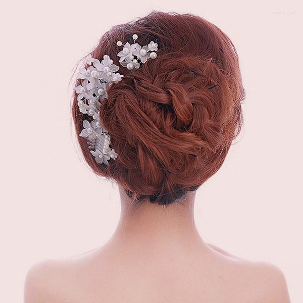 Grampos de cabelo nupcial pérola hairpin acessórios estilo coreano artesanal laço vestido de casamento