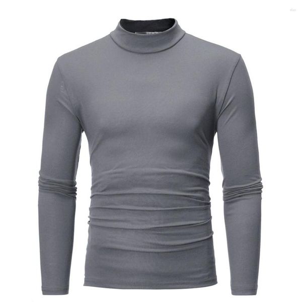 Camisolas masculinas Homens Mock Neck Blusa Básica Inverno T-shirt T-shirt Simples Roupas Pulôver Manga Longa Top Quente Confortável Gola Alta