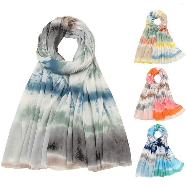 Шарфы женские модные повседневные с принтом тай-дай тонкий хлопковый и льняной шарф голова атласная дизайнерская двусторонняя накидка