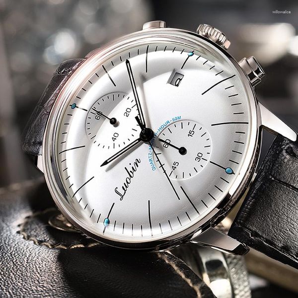 Наручные часы 42 мм Классические модные кварцевые часы с хронографом и календарем, светящиеся водонепроницаемые мужские роскошные часы из нержавеющей стали на заказ