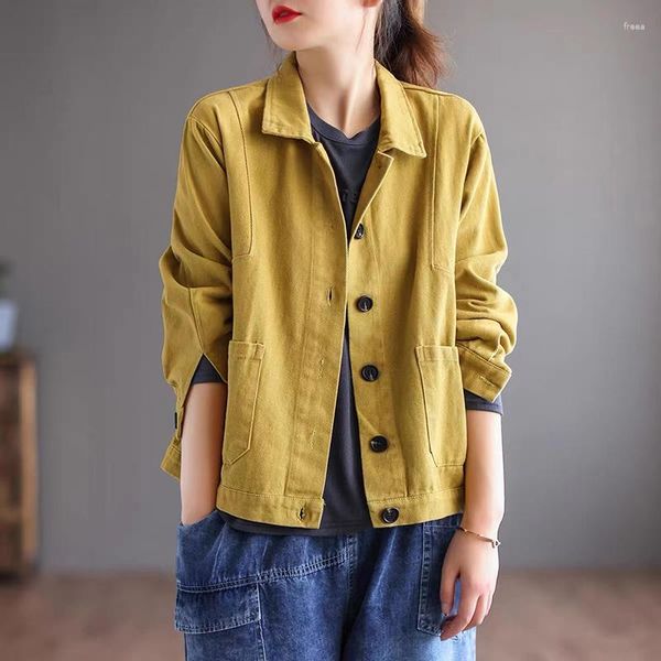 Giacche da donna Coreana giapponese stile safari cotone monopetto sciolto vintage sottile giacca outwear autunnale moda donna primavera casual