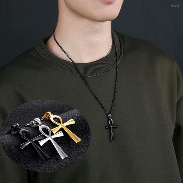 Anhänger Halsketten Amulett Religion Ägyptische Ankh Kruzifix Edelstahl Klassische Mode Kreuz Schmuck Geschenke Ketten