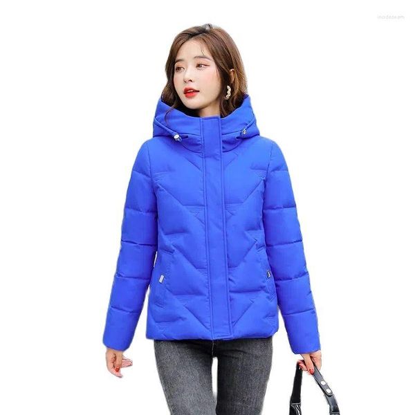 Trench da donna Moda Belle giacche invernali per donna Parka corto caldo Cappotto ispessente autunnale femminile Piumino imbottito in cotone con cappuccio