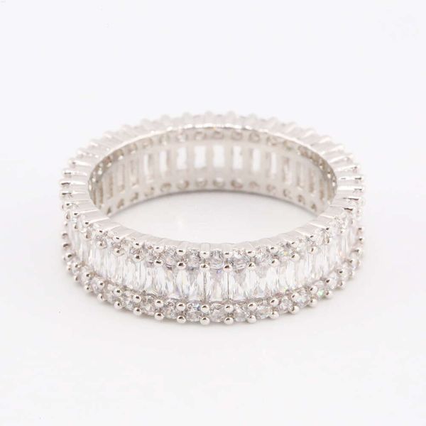 Fabrik-Großhandelspreis-Eis aus Hip-Hop-Schmuck 925 Silber D VVS Baguette Moissanit-Diamant-Ring