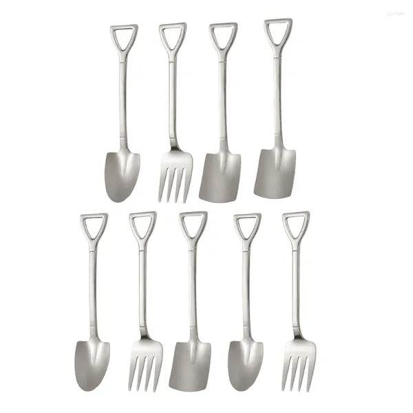 Conjuntos de louça 9 pcs colher de sobremesa de aço inoxidável colheres de casa pontiagudas bebida batedor forma espresso café agitador mexendo buffet chá