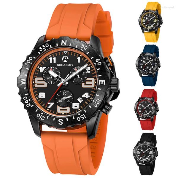 Relógios de pulso tendência legal negócios relógio masculino impermeável calendário luminoso cronógrafo relógio de pulso multifuncional resistência esportes relógios