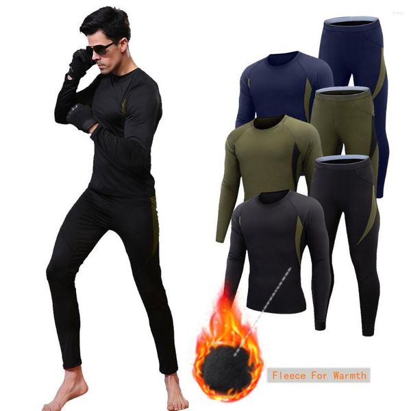 Intimo termico da uomo Set invernale da uomo Compressione in pile Sport Uomo Camicie calde Leggings Abbigliamento maschile Set di mutandoni lunghi