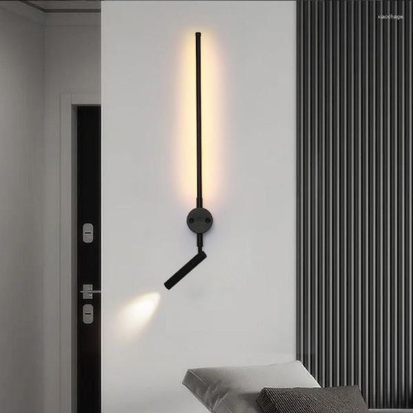 Lâmpada de parede moderna interruptor led quarto escadas corredores jantar sala estar nórdico arte fundo decoração luzes pretas banheiro