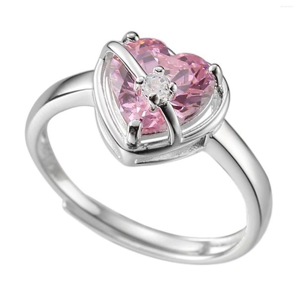 Brincos de argola moda coração anel cristal pêssego ajustável design feminino anéis premium festa de casamento jóias presente