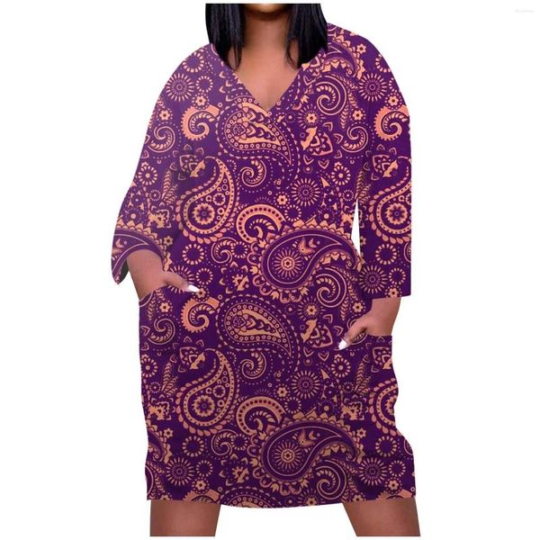 Vestidos casuais senhoras verão venda impressão joelho-comprimento para mulheres 2023 em torno do pescoço mangas compridas vestidos meninas vestido de inverno