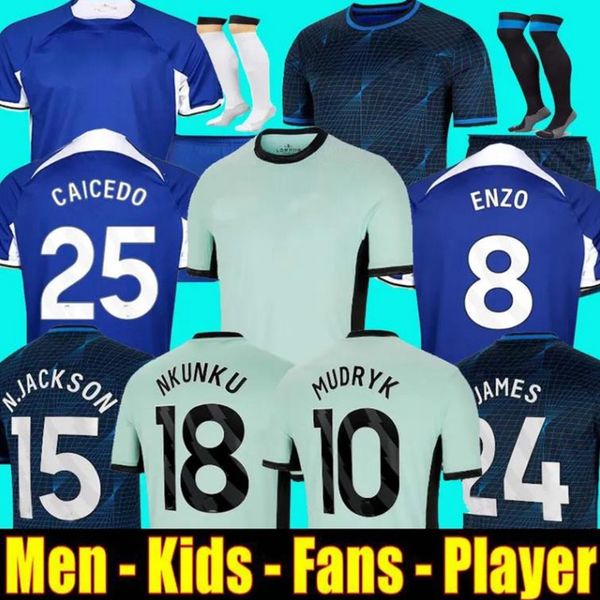 23 24 Enzo Camisas de futebol CFCs Chelsea Camisa de futebol NKUNKU N.JACKSON Kids Kit 2024 STERLING PULISIC STERLING JAMES KOULIBALY AZPILICUETA HAVERTZ FOFANA Treinamento