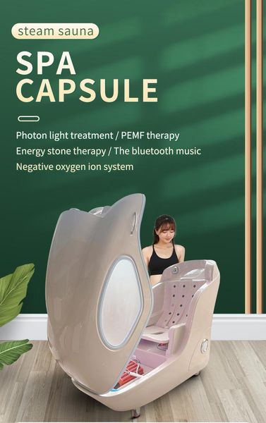 Pemf Therapy Spa Capsule Паровое отопление Оборудование для похудения с музыкой Терапия красным светом Дальняя инфракрасная озоновая сауна Портативная