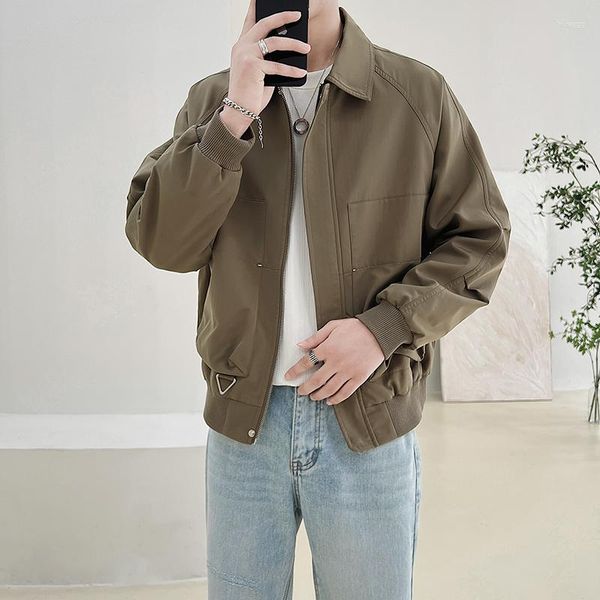 Männer Jacken 2023 Einfarbig Business Casual Jacke Lose Mode Trend Kurze Stil Mäntel Khaki/Schwarz Hohe Qualität oberbekleidung