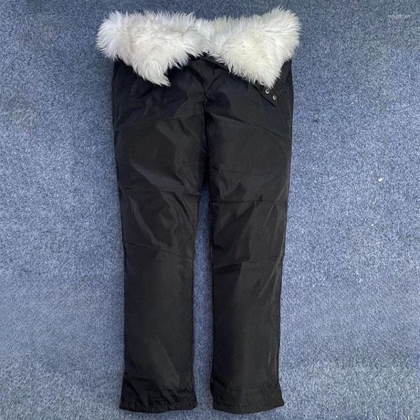 Pantaloni da uomo Inverno Ispessito Termico Uomo Fodera per capelli lunghi Pantaloni causali imbottiti in cotone a vita alta Fondo Abiti maschili