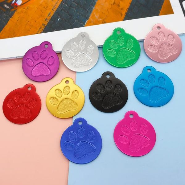 Etiqueta de cachorro 20 peças, colar redondo personalizado para animais de estimação, acessórios de joias, chaveiro de identificação de gato gravado personalizado